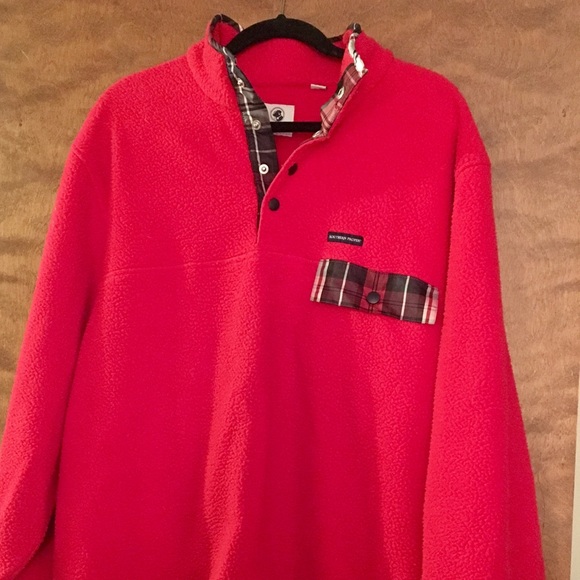 Southern Proper Red Sweater with Plaid Accents - Picture 1 of 3